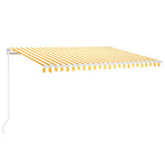 ZNTS Manual Retractable Awning with LED 450x300 cm Yellow and White 3068923