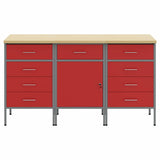 Work Cabinet with Drawer 3 pcs Red and Grey 150 x 55 x 85 cm 3321373