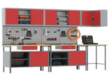 Work Cabinet Set with Drawer with Shelf 10 pcs Red and Grey 3321521