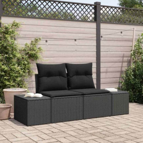 Garden Sofa with Cushion Black 123 x 62 x 69cm Poly Rattan 42006801