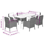 7 Piece Garden Dining Set with Cushions Brown Poly Rattan 3211938