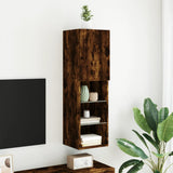 TV Cabinet with LED Lights Smoked Oak 30.5x30x102 cm 837023