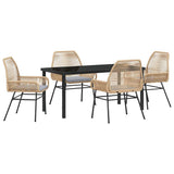 Garden Dining Set with Cushion 5 pcs Brown Poly Rattan 3380879