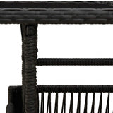 Garden Table Black 100 x 55 x 37 cm PE Rattan and Glass 42035136