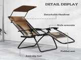 Zero Gravity Lounger Chair Set of 2, Folding Reclining Patio Chair with Shade Cover, Cup Holder, T3398P325098