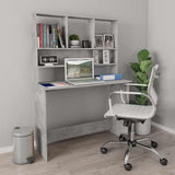 800391 Desk with Shelves Concrete Grey 110x45x157 cm Engineered Wood