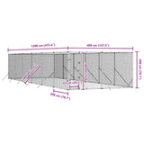 Outdoor Dog Kennel Silver 4x12x2 m Galvanised Steel 3190457