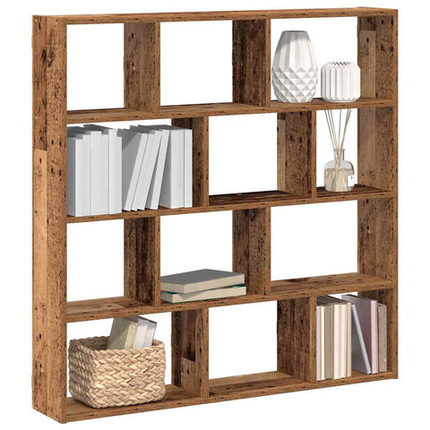 ZNTS Wall Cube Shelf 12 Compartments Old Wood Engineered Wood 860011