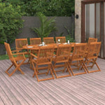 ZNTS 11 Piece Garden Dining Set 220x90x75 cm Solid Wood Acacia 3086975