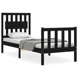 Bed Frame without Mattress Black Small Single Solid Wood Pine 3192390