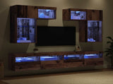 TV Wall Units Wall-mounted 6 pcs Black Oak Engineered Wood 3402788