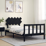 ZNTS Bed Frame with Headboard Black 100x200 cm Solid Wood 3193460