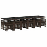 17 Piece Garden Dining Set with Cushions Brown Poly Rattan 3210825