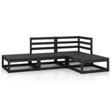 4 Piece Garden Lounge Set Black Solid Wood Pine 3075478