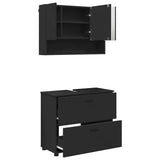 Bathroom Furniture Set 2 pcs Black Engineered Wood and Metal 3393014