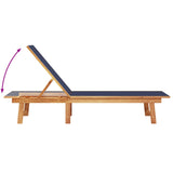 ZNTS Sun Loungers 2 pcs with Table Blue Solid Wood Acacia and Textilene 3279254