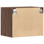 ZNTS Wall-mounted Bedside Cabinet with LED Lights Brown Oak 852073