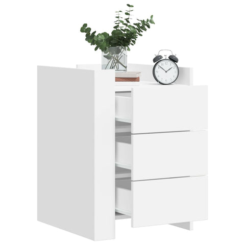 ZNTS Bedside Cabinet White 45x50x65 cm Engineered Wood 848304