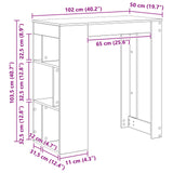 Bar Table Black Oak 102 x 50 x 103.5 cm Engineered Wood 8003918