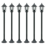Garden Post Lights 6 pcs E27 110 cm Aluminium Dark Green 44214