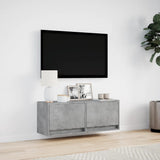 TV Wall Cabinet with LED Lights Concrete Grey 100x31x35 cm 852365