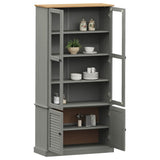 Glass Display Cabinet VIGO Grey 85x35x170 cm Solid Wood Pine 353195