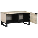 Coffee Table Beige and Black 80 x 50 x 40 cm Solid Acacia wood 4017976