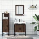 3 Piece Bathroom Cabinet Set Brown Oak Engineered Wood 3214348