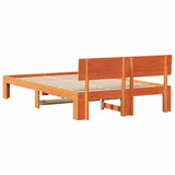 Bed Frame with Headboard Wax Brown 120 x 200 cm Solid Pine Wood 872655