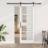 Sliding Door White 78 x 211 cm Solid Pine Wood and Glass 3332330