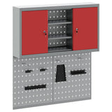 Tool Cabinet Set with Shelf 3 pcs Red Powder-Coated Steel 3321405