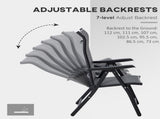Set of Two Folding Garden Chairs, with Seven-Position Adjustable Backs - Grey T3398P324044