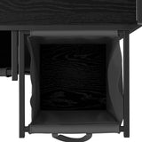Laundry Basket 2 Compartments with Wheels Black Oak 859095