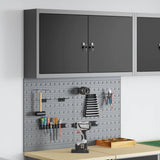Tool Cabinet Set with Shelf 3 pcs Black Powder-Coated Steel 3321398