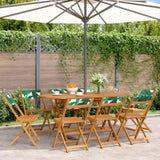 Folding Garden Chairs 8 pcs Green Fabric and Solid Wood 3214624