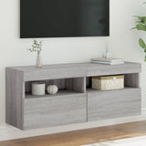 TV Wall Cabinet with LED Lights Grey Sonoma 100x30x40 cm 837216