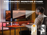 LED Computer Desk, with Power Outlets and Shelves - Rustic Brown T3398P328319