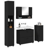 Bathroom Furniture Set 4 pcs Black Engineered Wood and Metal 3393054