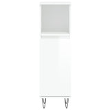 Bathroom Cabinet High Gloss White 30x30x100 cm Engineered Wood 831558