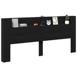 Headboard Cabinet with LED Black 220x16.5x103.5 cm 839274