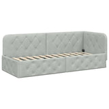 Corner Bed Frame with Headboard Light Grey 80 x 200 cm Velvet 42016513
