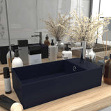 Bathroom Sink with Overflow Ceramic Dark Blue 146990