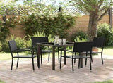 Garden Dining Set with Cushion 5 pcs Black Poly Rattan 3380037
