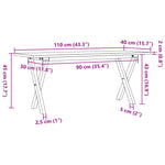 ZNTS Coffee Table X-Frame 110x40x45 cm Solid Wood Pine and Steel 3282689