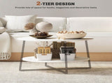 Two-Tier Marble-Effect Coffee Table - White/Black T3398P342304