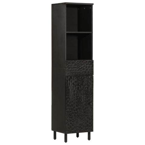 Bathroom Cabinet Black 38x33x160 cm Solid Wood Mango 356841