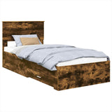 Bed Frame Smoked Oak and Silver 75 x 190 cm Engineered Wood 3408330