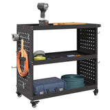 Tool Trolley with Shelf Black 75 x 35 x 73 cm Cold-rolled Steel 874539