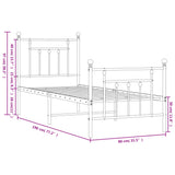Metal Bed Frame without Mattress with Footboard Black 75x190cm 353545