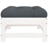 Garden Footstools with Cushions 2pcs White Solid Wood Pine 825584